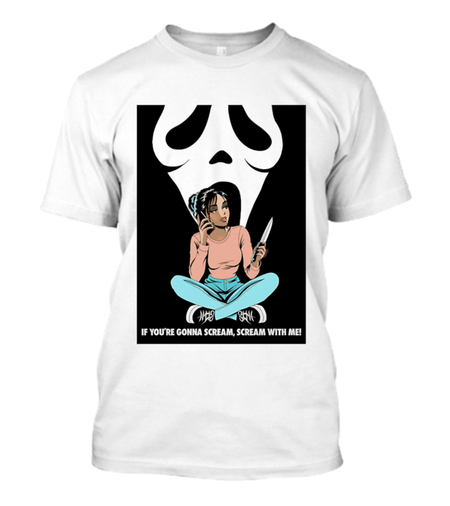 If You're Gonna Scream Scream With Me Ghostface Mask And Woman T-Shirt