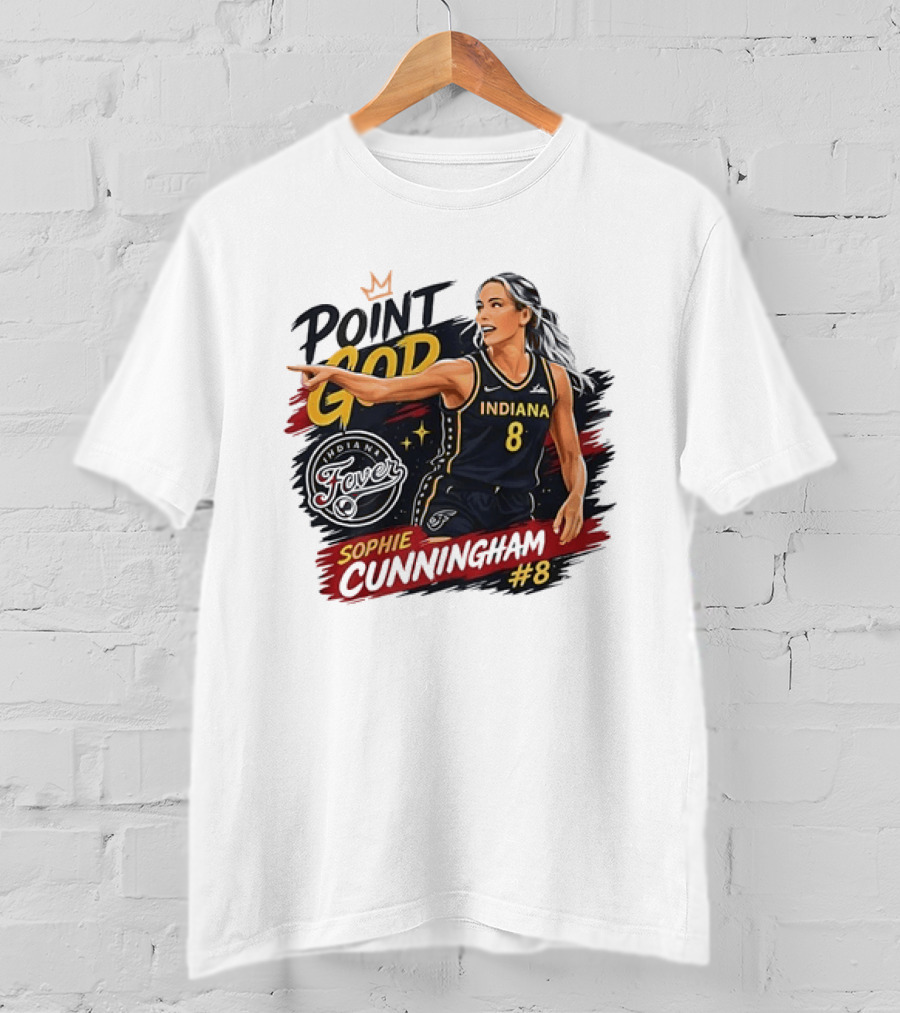 Indiana Fever WNBA Sophie Cunningham Point God #8 Basketball Player Painting T-Shirt