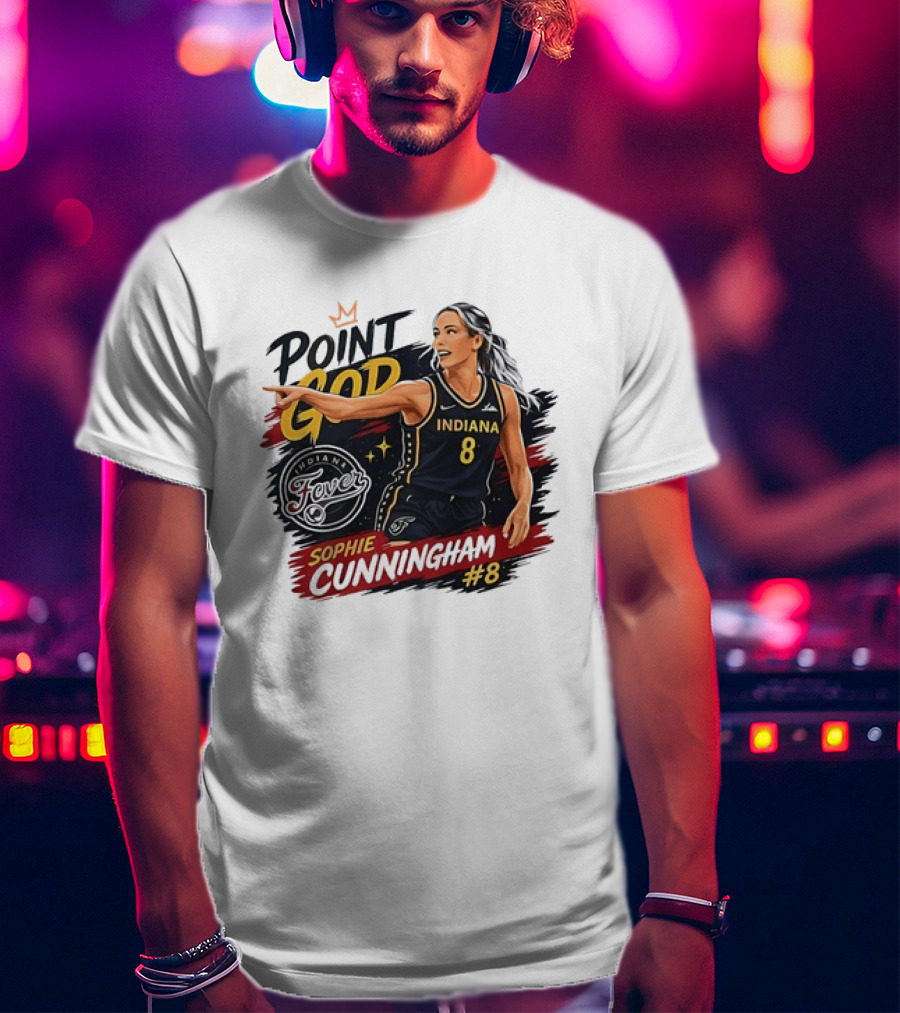Indiana Fever WNBA Sophie Cunningham Point God #8 Basketball Player Painting T-Shirt