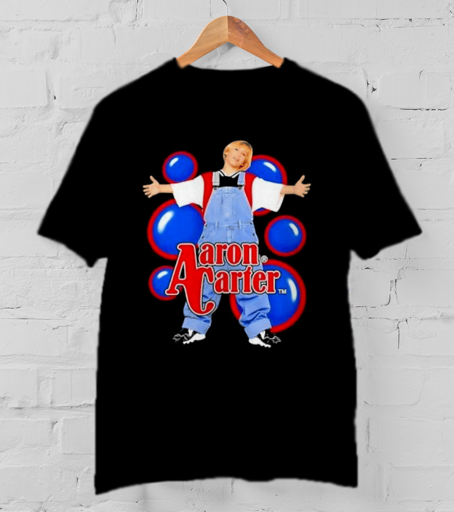 Aaron Carter Denim Overalls Bubbles Photo Bootleg T-Shirt