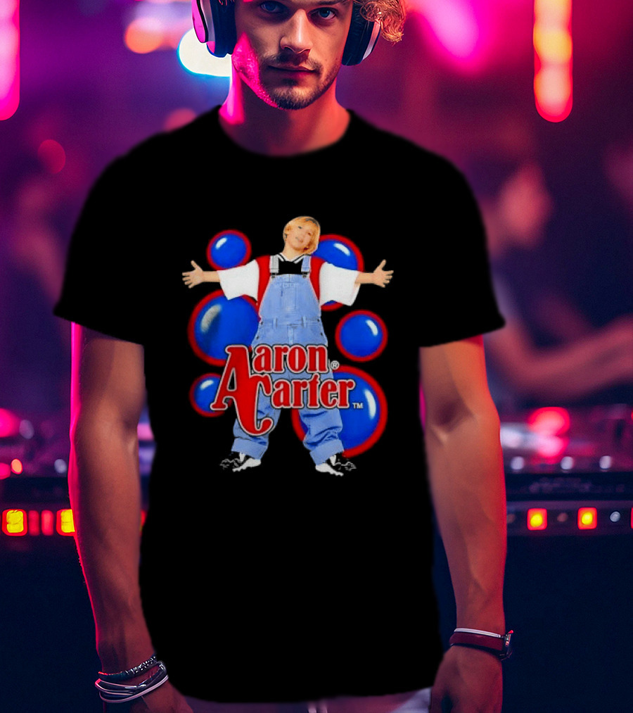 Aaron Carter Denim Overalls Bubbles Photo Bootleg T-Shirt