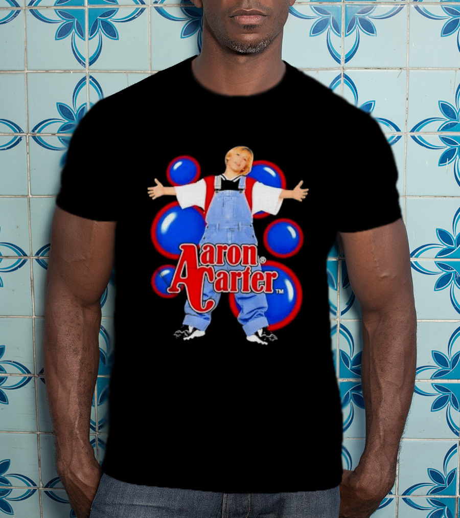 Aaron Carter Denim Overalls Bubbles Photo Bootleg T-Shirt
