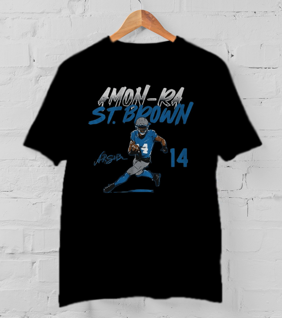 Amon Ra St. Brown Detroit Lions Football Player 14 Signature Edition T-Shirt