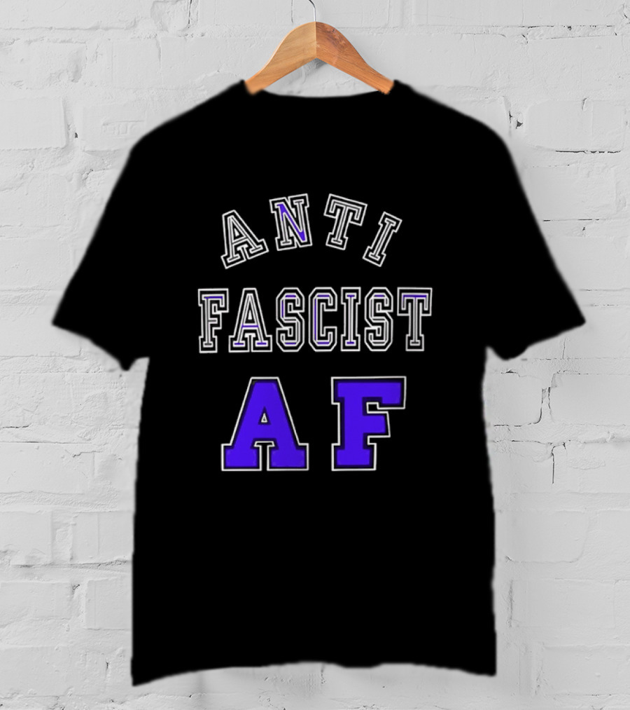 ANTI FASCIST AF Purple White Varsity Block стиль T-Shirt
