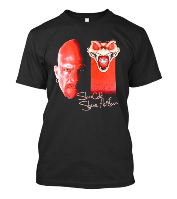 Austin 3 16 Stone Cold Steve Red Rattlesnake Head Signature T-Shirt