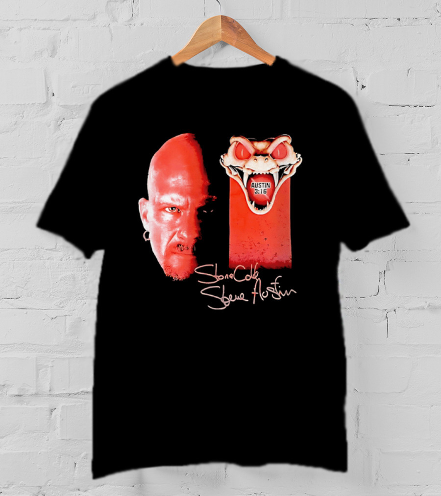 Austin 3 16 Stone Cold Steve Red Rattlesnake Head Signature T-Shirt
