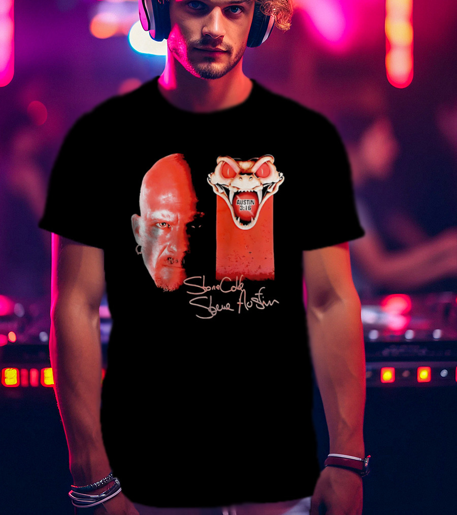 Austin 3 16 Stone Cold Steve Red Rattlesnake Head Signature T-Shirt