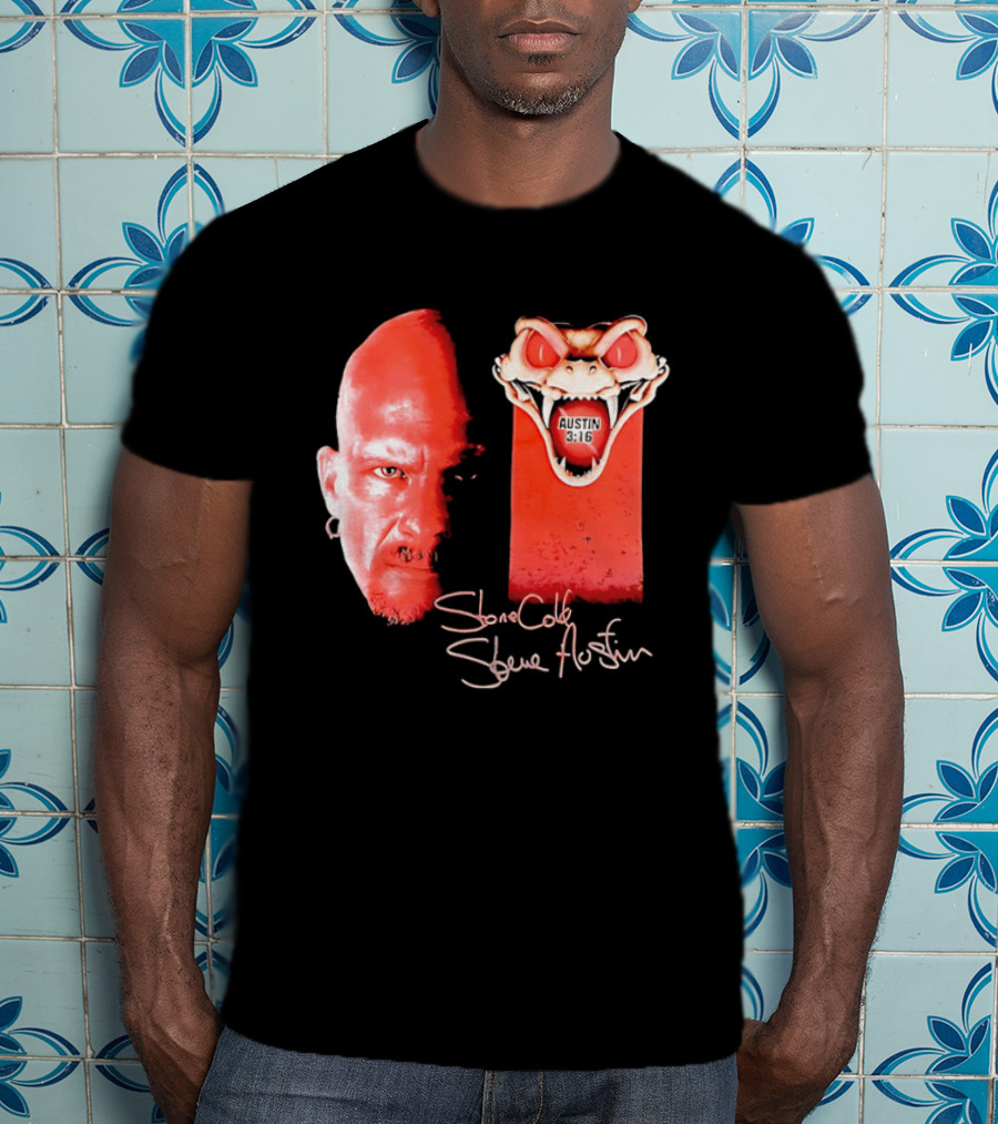 Austin 3 16 Stone Cold Steve Red Rattlesnake Head Signature T-Shirt