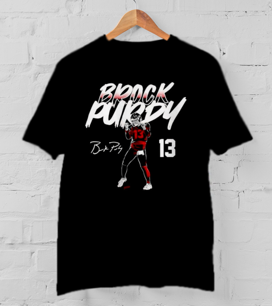 Brock Purdy 13 Quarterback Signature Brushwork Figure T-Shirt
