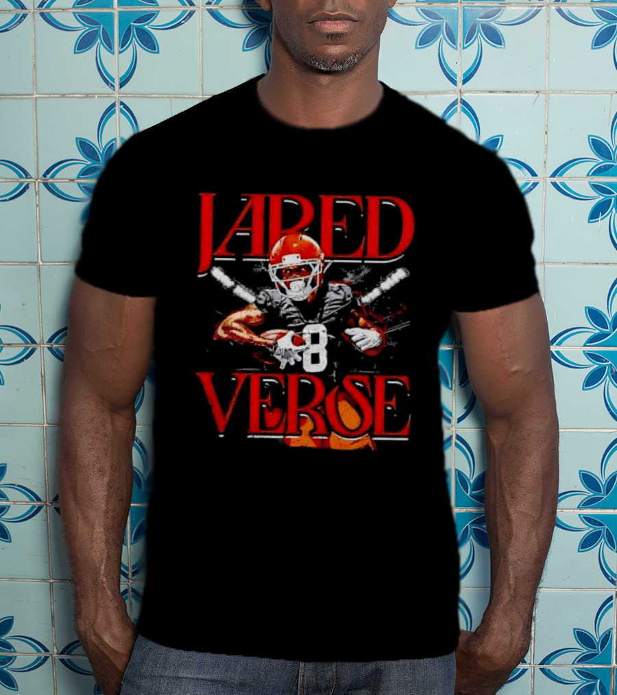 Jared Verse Number 8 Football Player Carrying Ball Distressed Bootleg T-Shirt