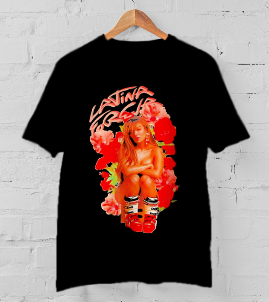 Latina Forever Woman Surrounded By Red Hibiscus With Ski Boots T-Shirt
