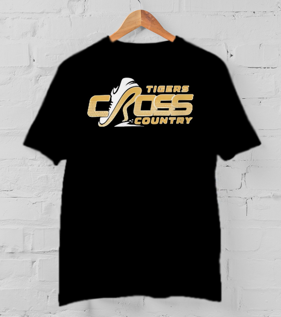 Tigers Cross Country Running Shoe Gold Brick Texture T-Shirt