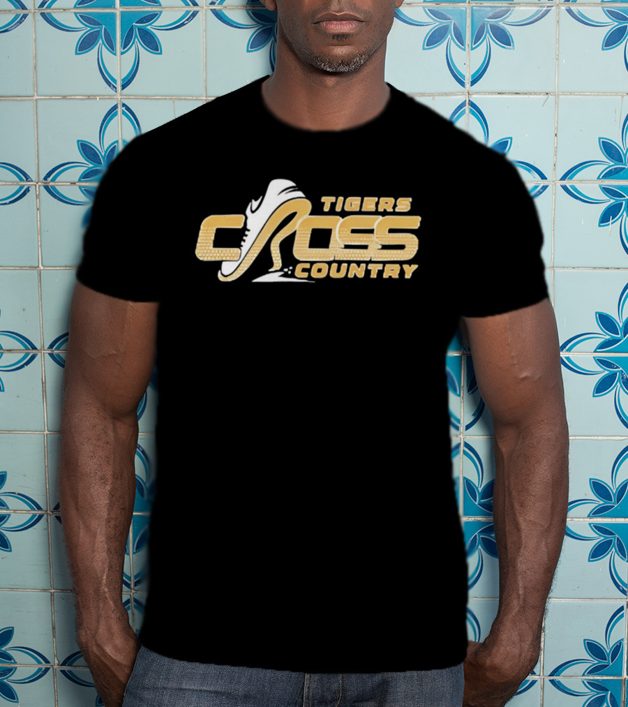 Tigers Cross Country Running Shoe Gold Brick Texture T-Shirt