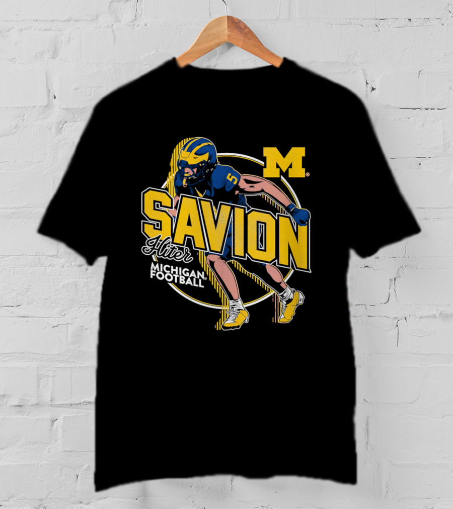 Michigan Wolverines Savion Hiter Number 5 Player Football M T-Shirt