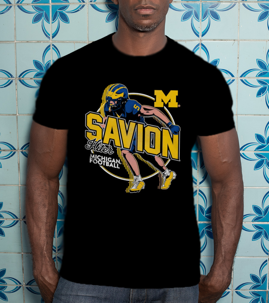 Michigan Wolverines Savion Hiter Number 5 Player Football M T-Shirt