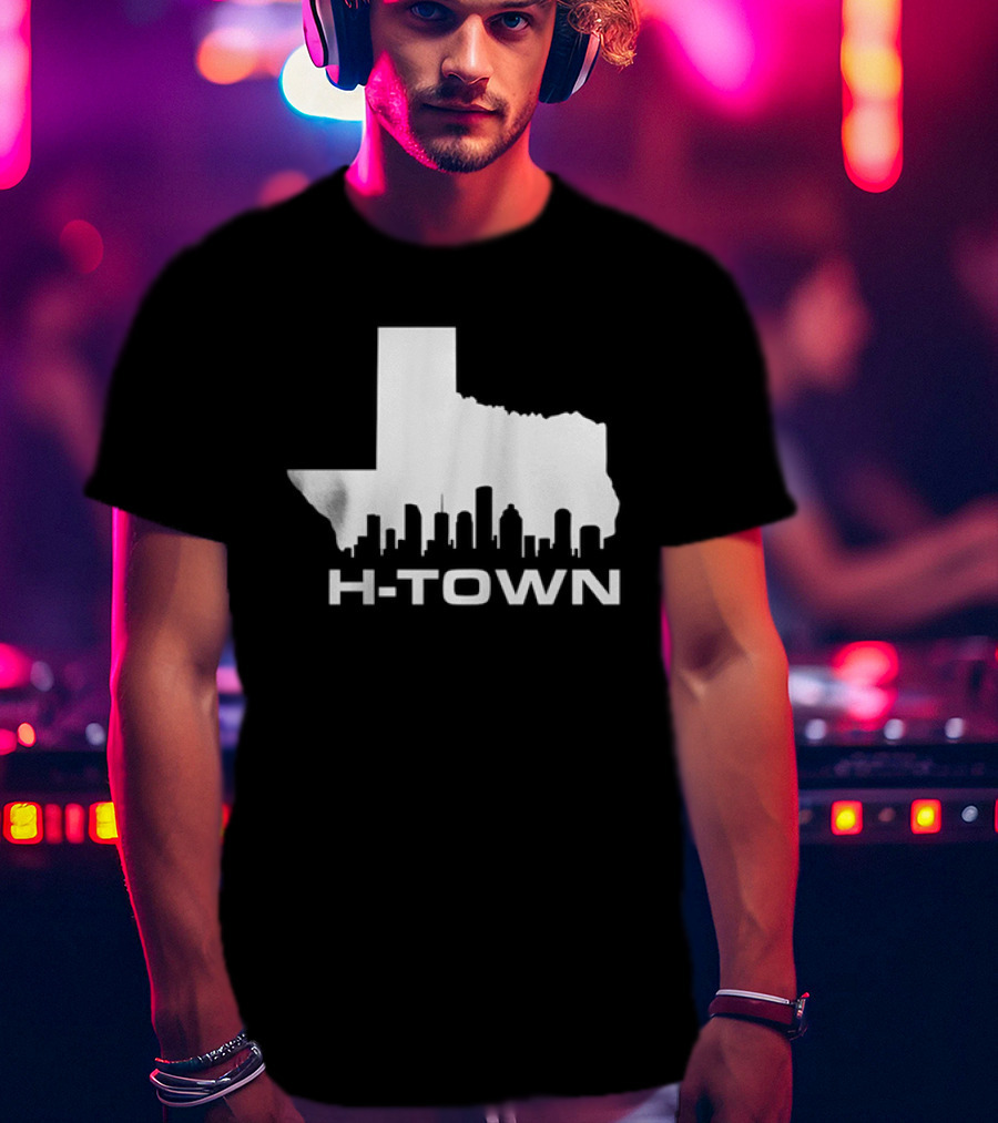 H Town Texas Map Houston Skyline T-Shirt