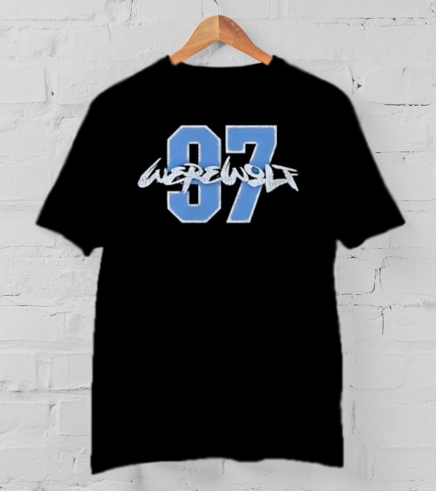 Werewolf 97 Blue Athletic Jersey Number Distressed T-Shirt