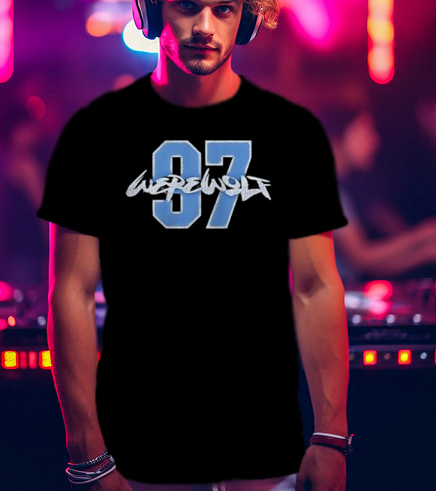 Werewolf 97 Blue Athletic Jersey Number Distressed T-Shirt