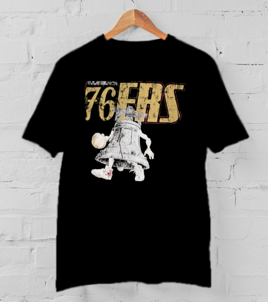Philadelphia 76ers Distressed Liberty Bell Dribbling Basketball T-Shirt