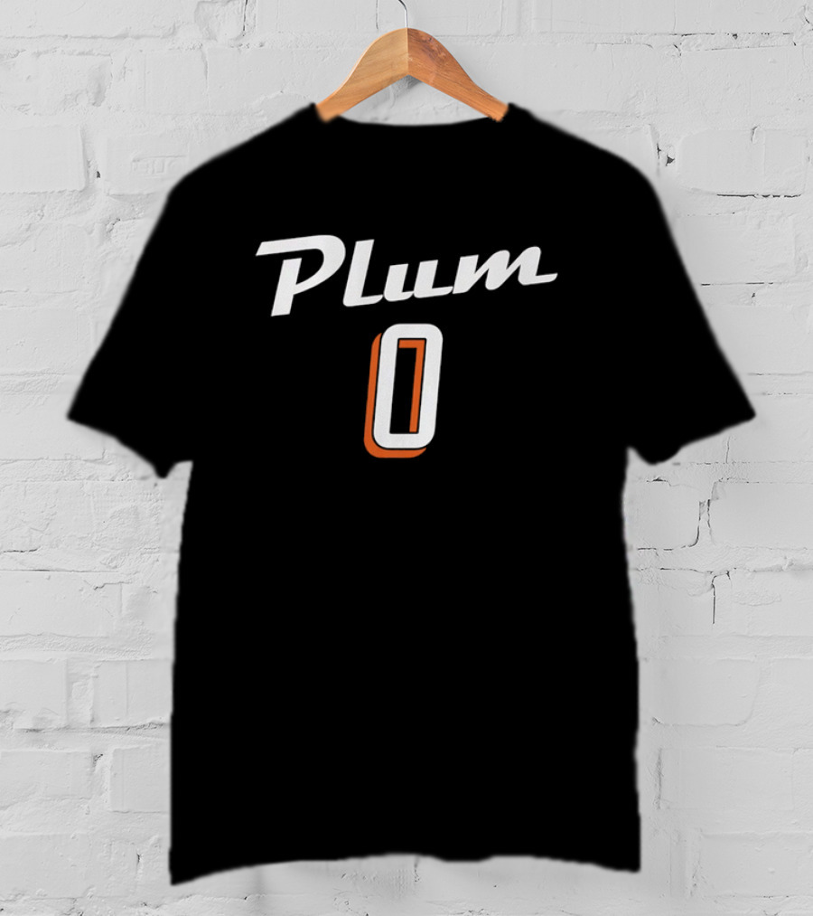 Plum 0 Jersey White Script Rust Shadow Player Name T-Shirt