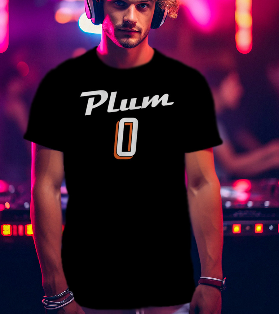 Plum 0 Jersey White Script Rust Shadow Player Name T-Shirt