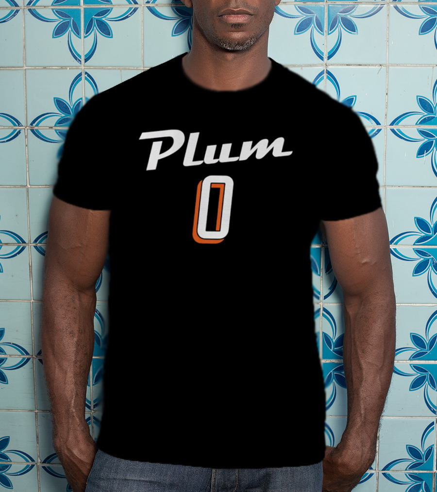 Plum 0 Jersey White Script Rust Shadow Player Name T-Shirt