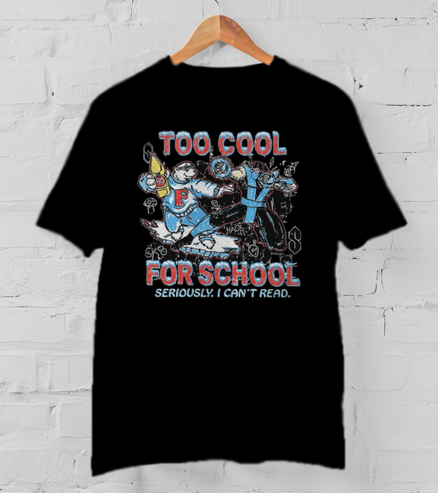 Too Cool For School Polar Bear Seriously I Can't Read T-Shirt