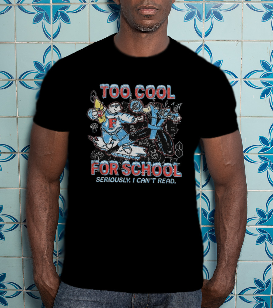 Too Cool For School Polar Bear Seriously I Can't Read T-Shirt