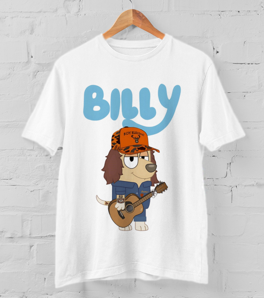 Billy Roy Electric Boomer Character With Guitar And Hat T-Shirt