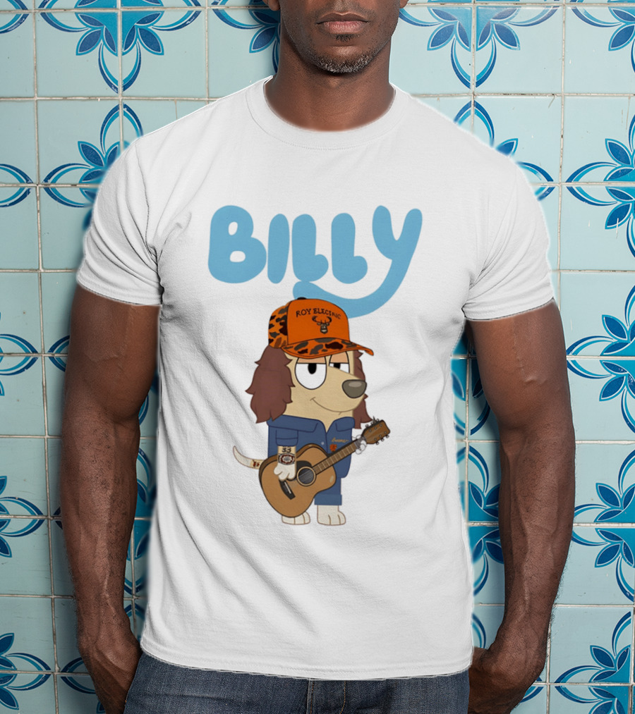 Billy Roy Electric Boomer Character With Guitar And Hat T-Shirt