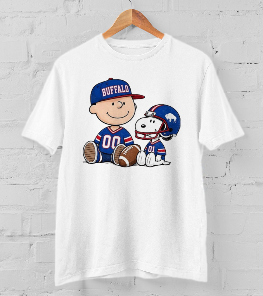 Charlie Brown Snoopy Buffalo 00 01 Football Team Cartoon Sports Fan Gear T-Shirt