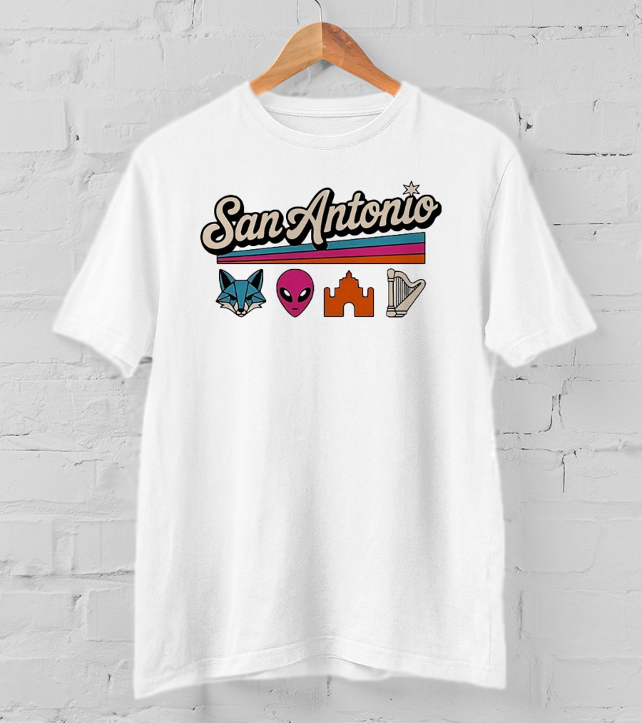 San Antonio Fox Alien Castle Harp Spurs Basketball T-Shirt