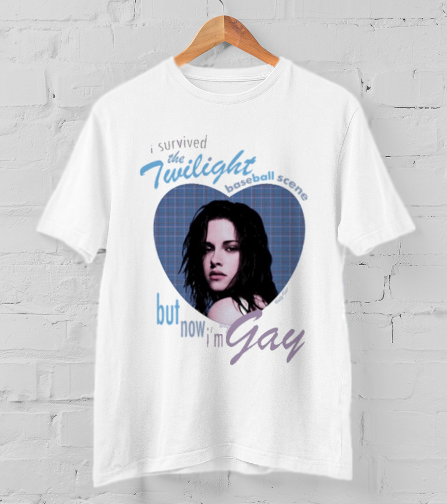 I Survived The Twilight Baseball Scene But Now I'm Gay Twilight Baseball Scene With Iconic Character In Heart Frame T-Shirt
