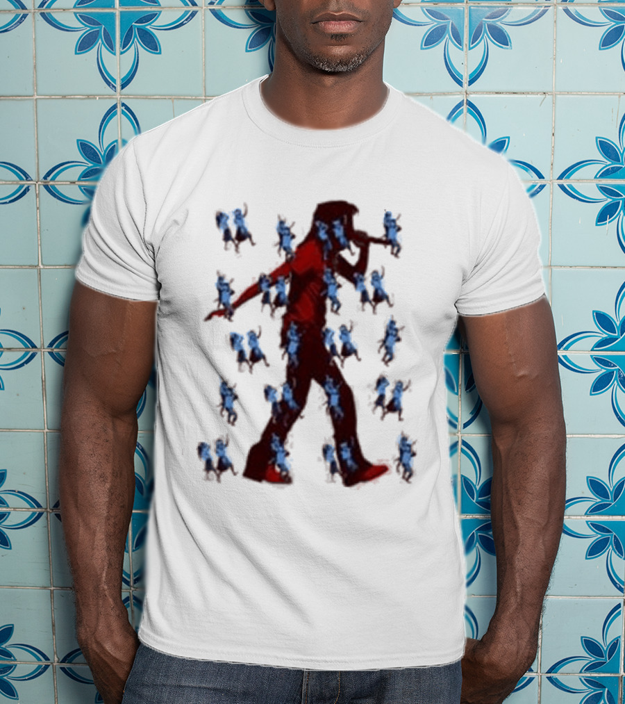 JID Faded White God Does Like Ugly J.I.D. GDLU Blue Floral Shadow T-Shirt