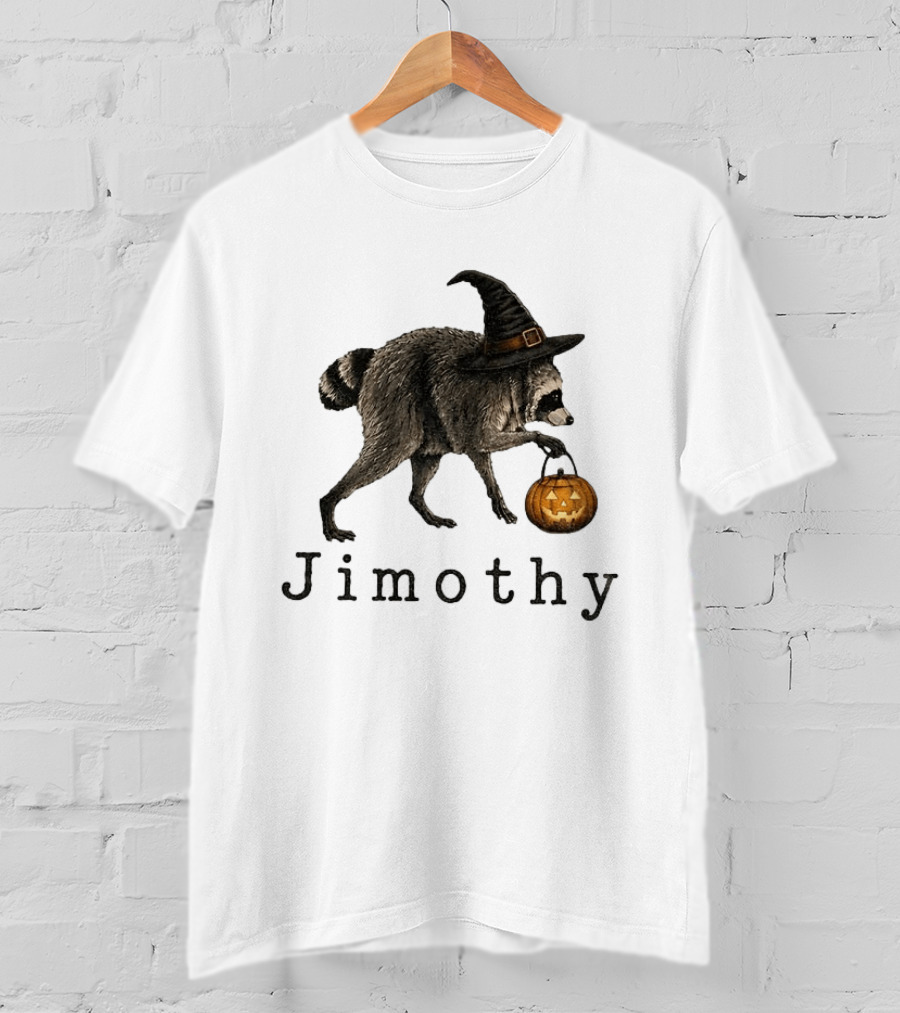Jimothy Raccoon Witch Hat Pumpkin Candy Bucket T-Shirt