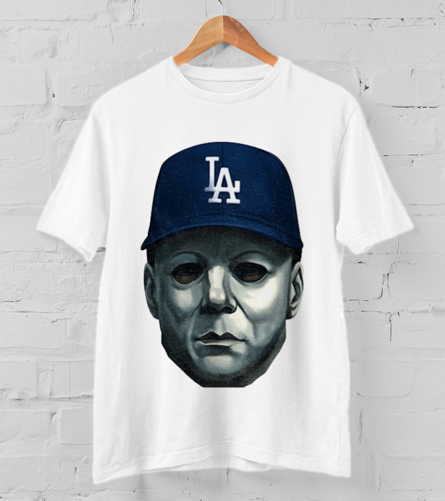 Michael Myers LA Dodgers Cap Halloween Horror T-Shirt