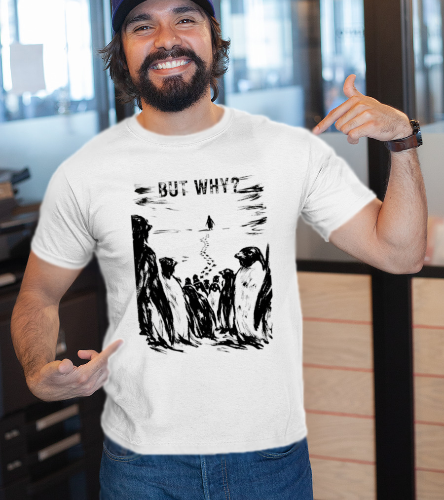 Nihilist Penguin But Why Snow Scene T-Shirt