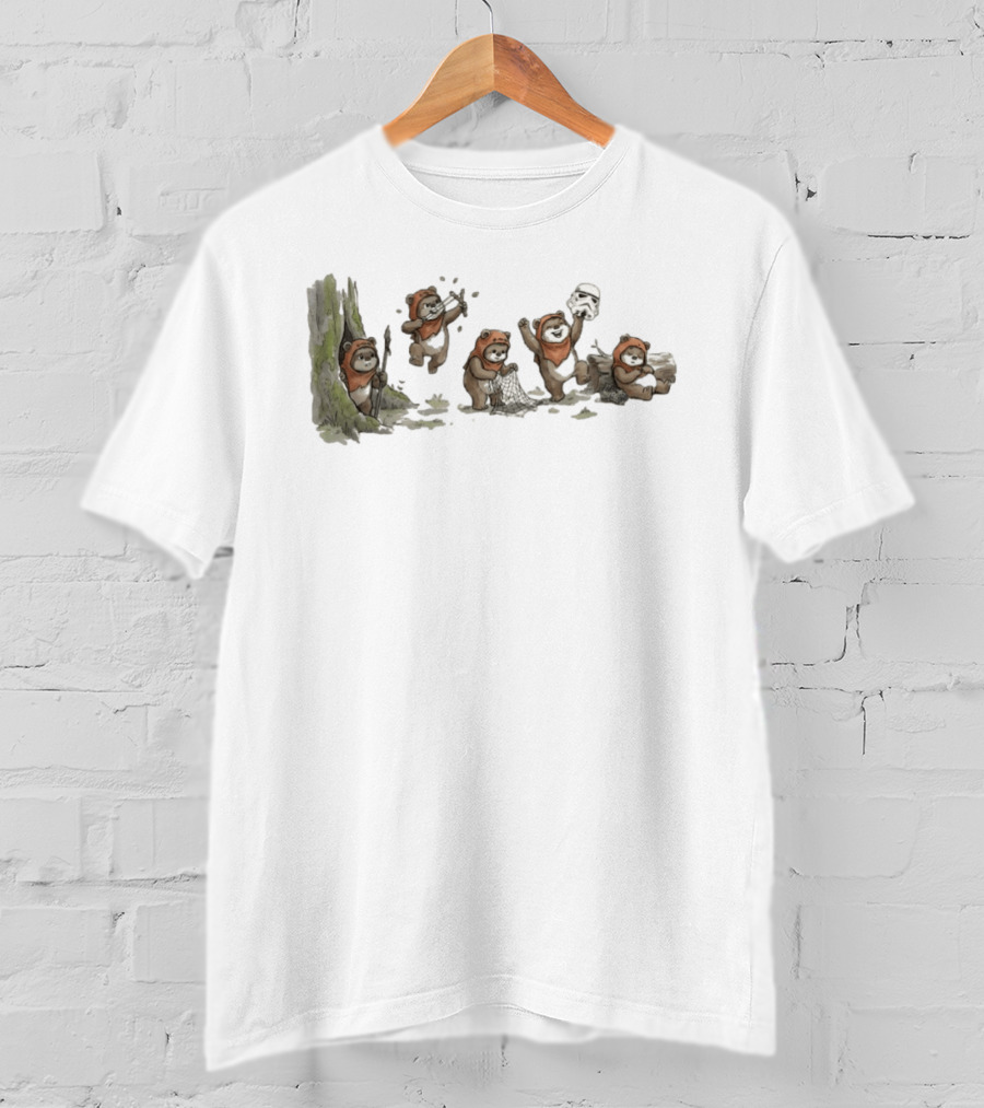 Panda In Star Wars Ewok Costume With Stormtrooper Helmet Adventure T-Shirt