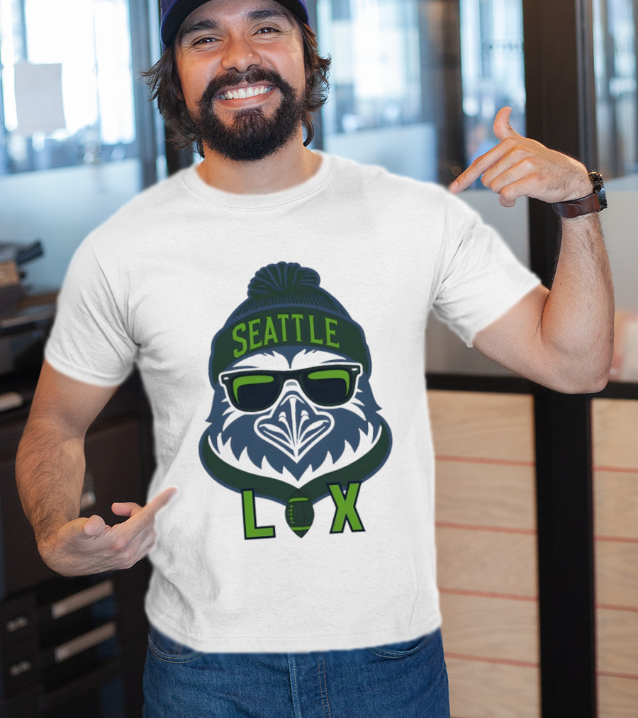 Seattle Seahawk LIX Game Day Beanie Sunglasses Football T-Shirt