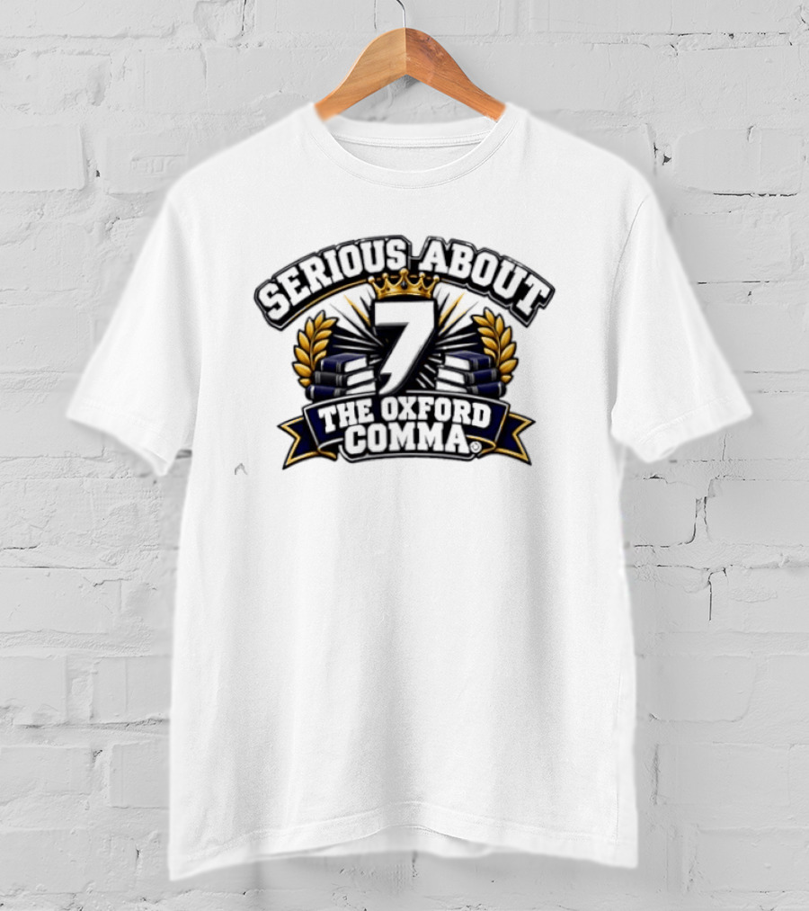 Serious About The Oxford Comma Crown Laurel Lightning T-Shirt