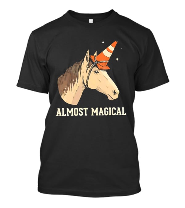Almost Magical Horse With Traffic Cone Hat T-Shirt