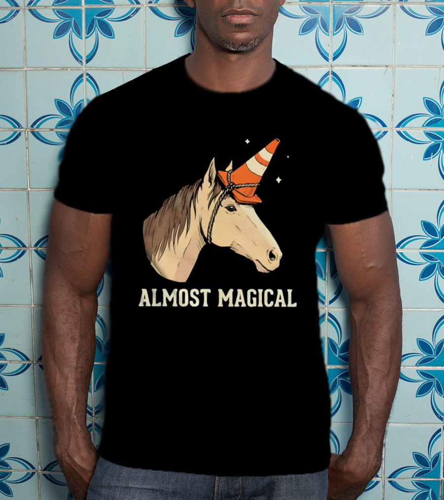 Almost Magical Horse With Traffic Cone Hat T-Shirt