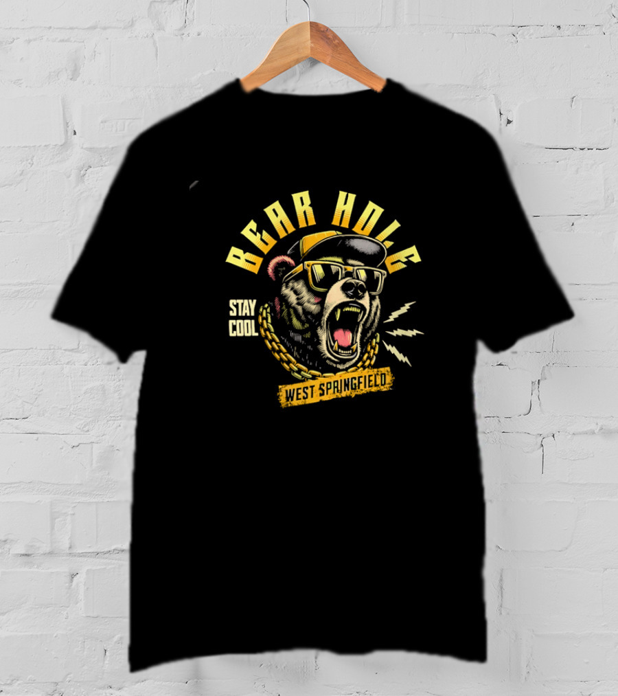 Bear Hole West Springfield Roaring Grizzly Stay Cool Sunglasses Cap Gold Chain T-Shirt