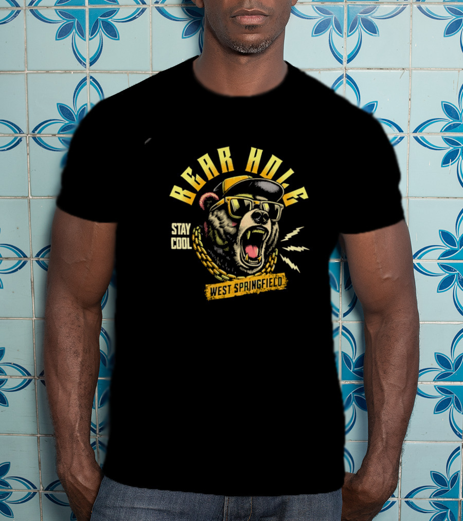 Bear Hole West Springfield Roaring Grizzly Stay Cool Sunglasses Cap Gold Chain T-Shirt