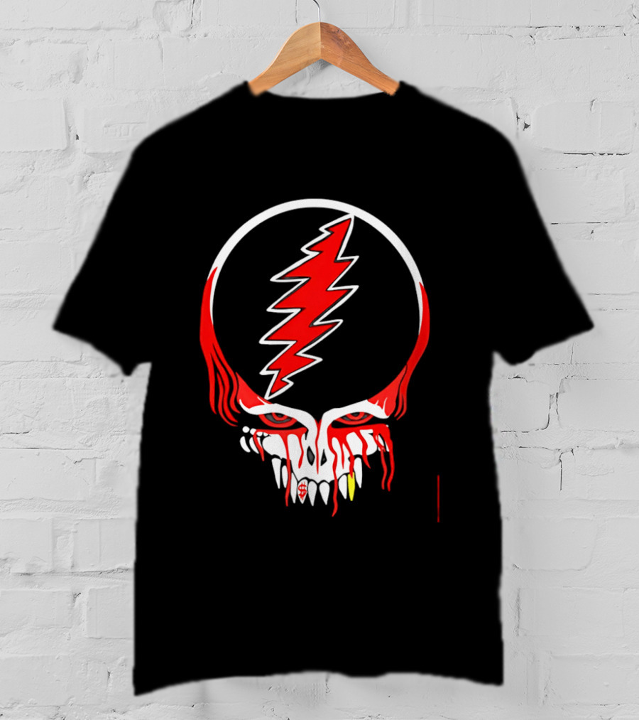 Grateful Dead Steal Your Face Skull Lightning Punk Rock Red White T-Shirt