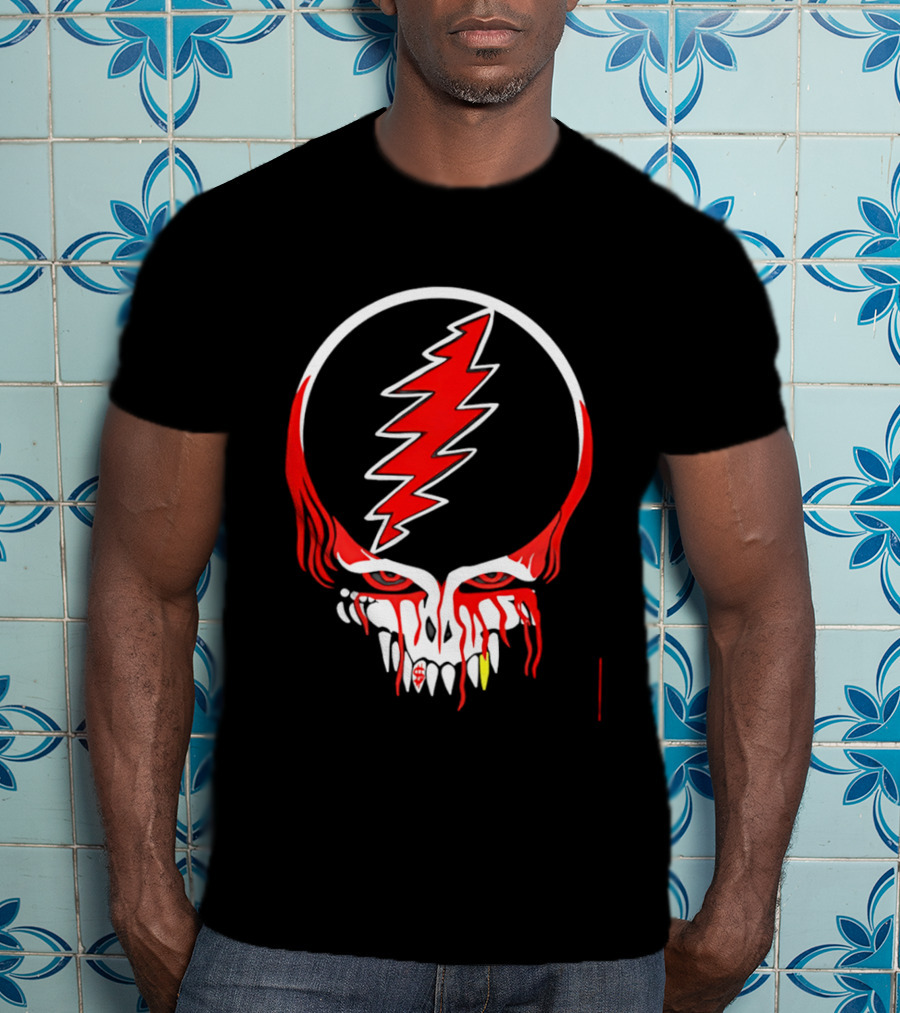 Grateful Dead Steal Your Face Skull Lightning Punk Rock Red White T-Shirt