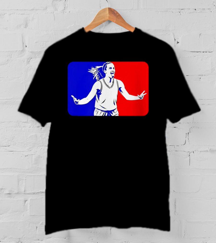 Caitlin Clark Basketball Player Silhouette In Iconic Red And Blue T-Shirt