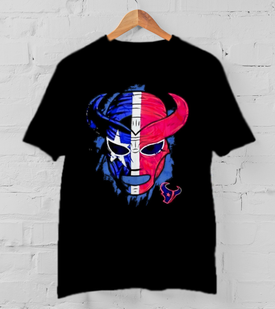 Houston Texans Distressed Lucha Libre Mask Texas Flag T-Shirt