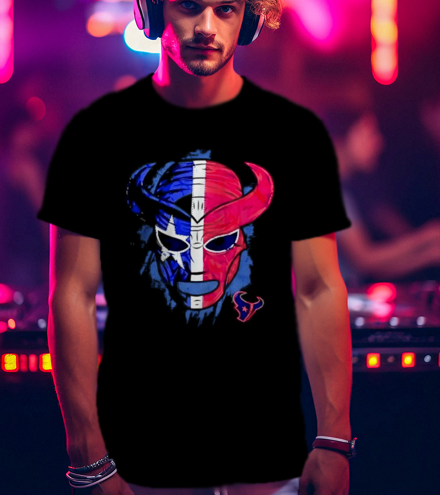 Houston Texans Distressed Lucha Libre Mask Texas Flag T-Shirt