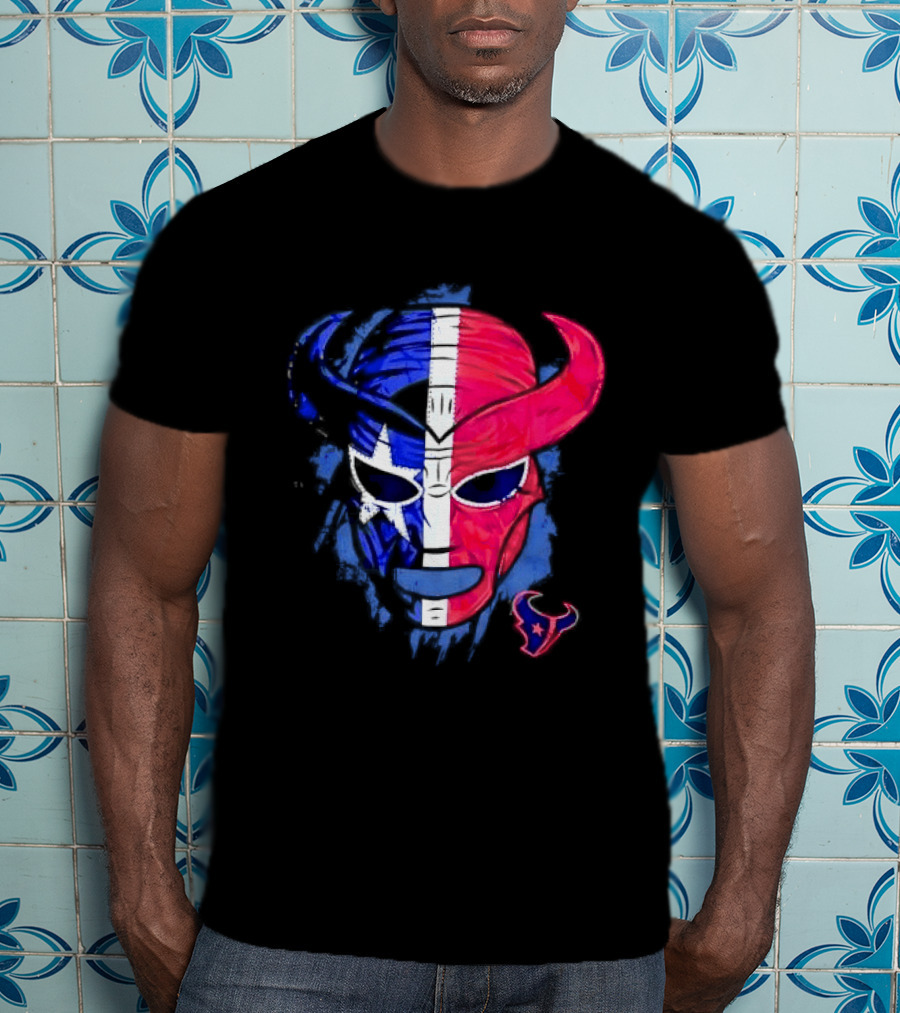 Houston Texans Distressed Lucha Libre Mask Texas Flag T-Shirt